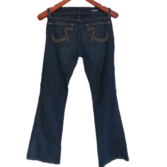 Rock & Republic Y2K Dark Wash Blue Wide Boot Leg 70' vibes Low Rise Jeans Sz. 26 - Picture 9 of 11